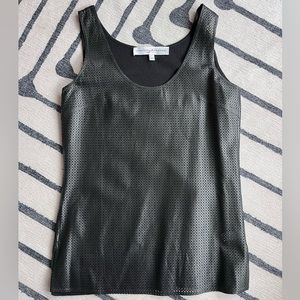 Carolina Herrera Black Perforated Leather Tank